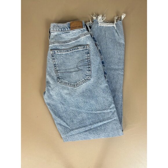American Eagle 90s Skinny High Rise Stretch Blue Jean 27 W 4 Regular Raw Hem NWT - Picture 14 of 14